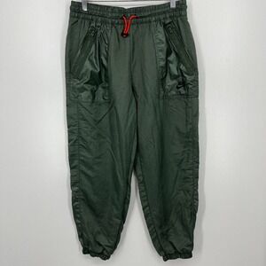 Nike Track Pants Women's Size M Olive Green Zip Pockets Drawstring Logo